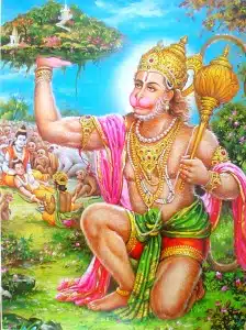 Hanumanji carrying a mountain