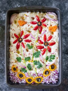 Focaccia bread flower art