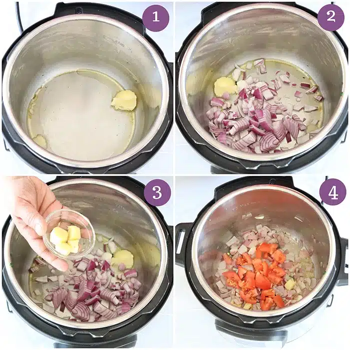 Cook onion and tomato in Instant Pot