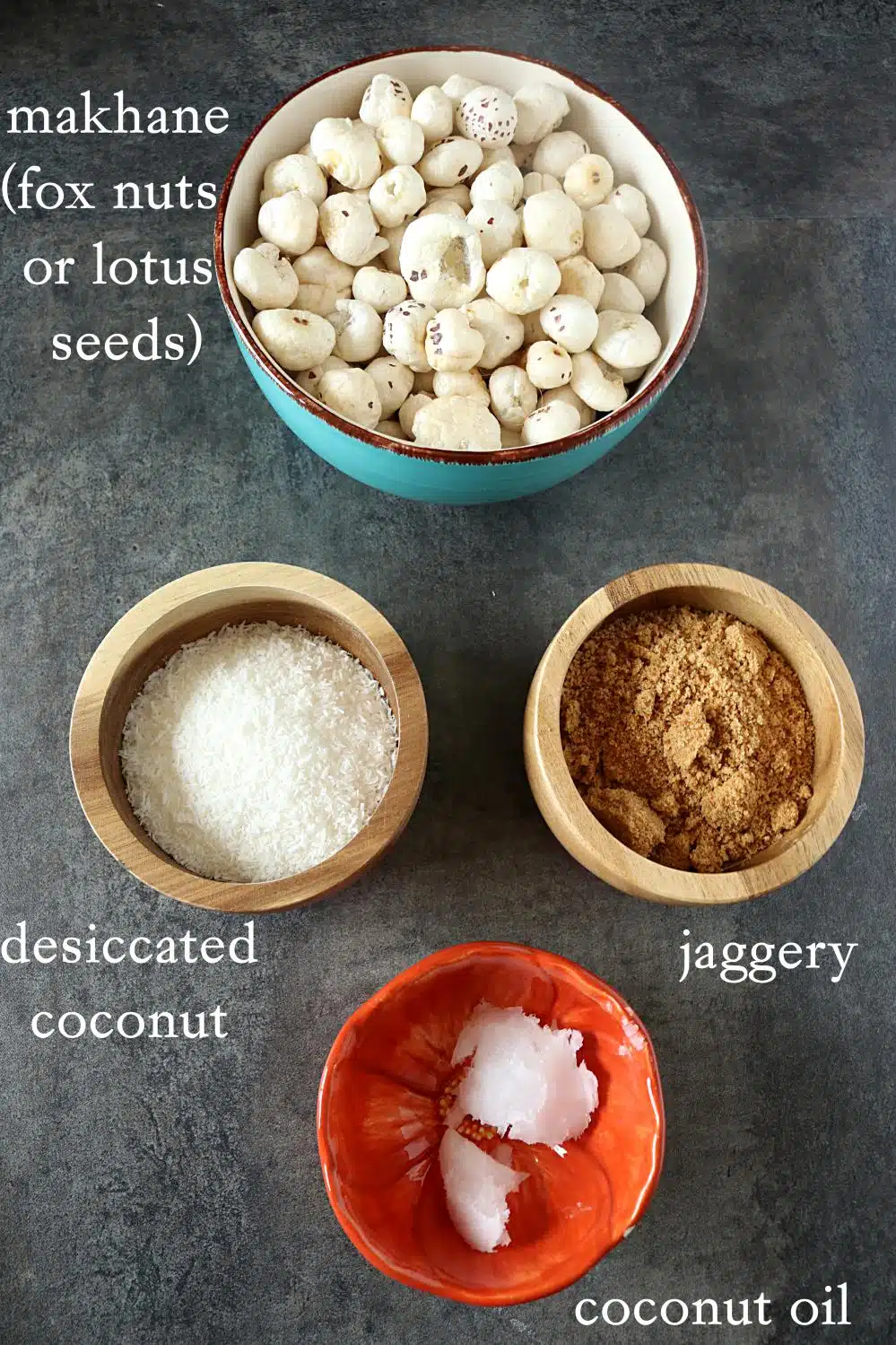 Ingredients for Gur Makhane or Jaggery Caramelized Lotus Seeds