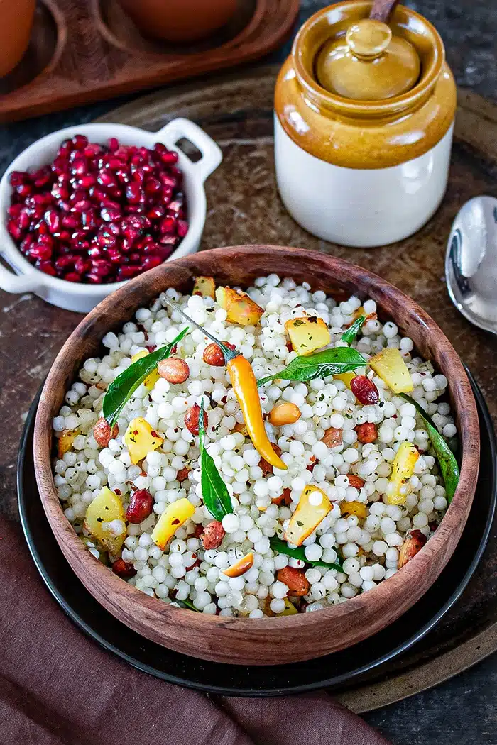 Sabudana khichdi in a bowl