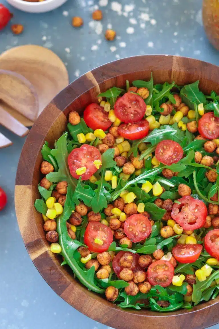 Roasted Chickpea And Arugula Salad | Ruchiskitchen.com