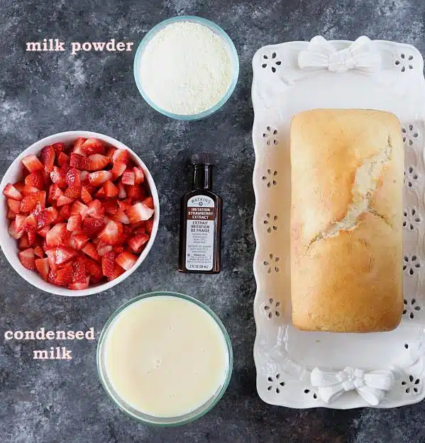 Ingredients for Strawberry Shortcake Ice cream