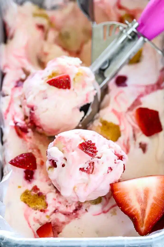 Scoop of Strawberry Shortcake Ice cream