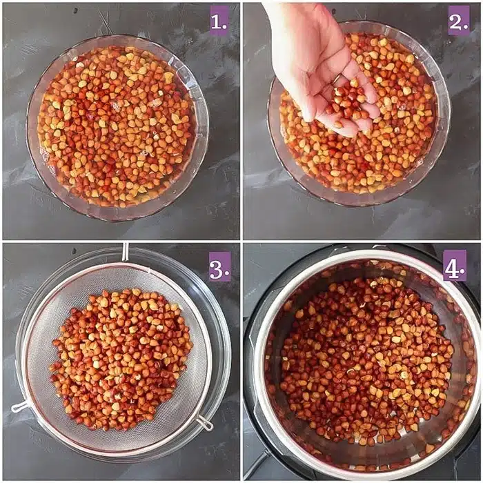 Soak the kala chana or black chickpeas