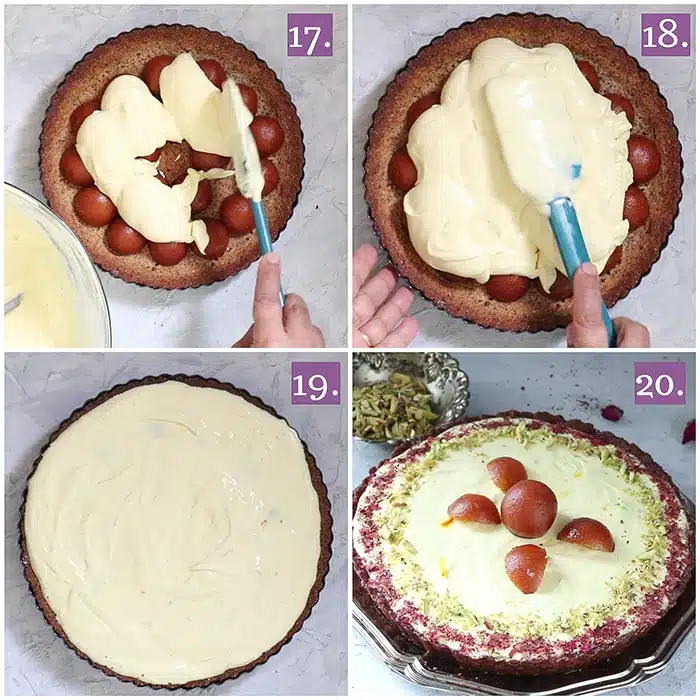 Assembling Gulab Jamun Yogurt Tart