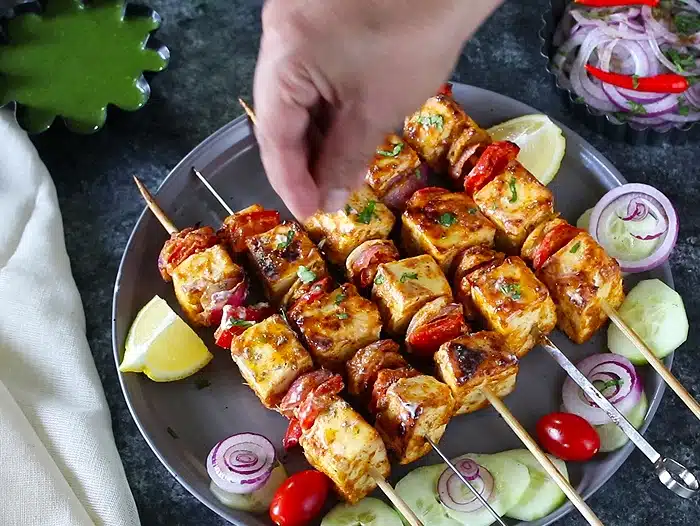 Serve hot paneer tikka