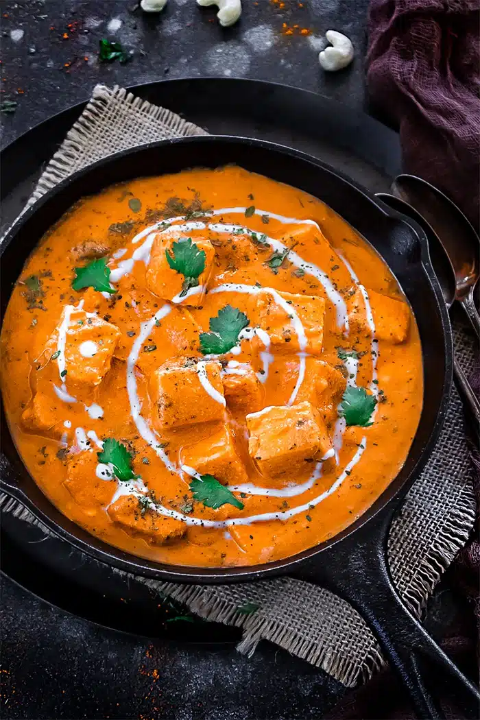 Paneer Makhani served garnished with cilantro