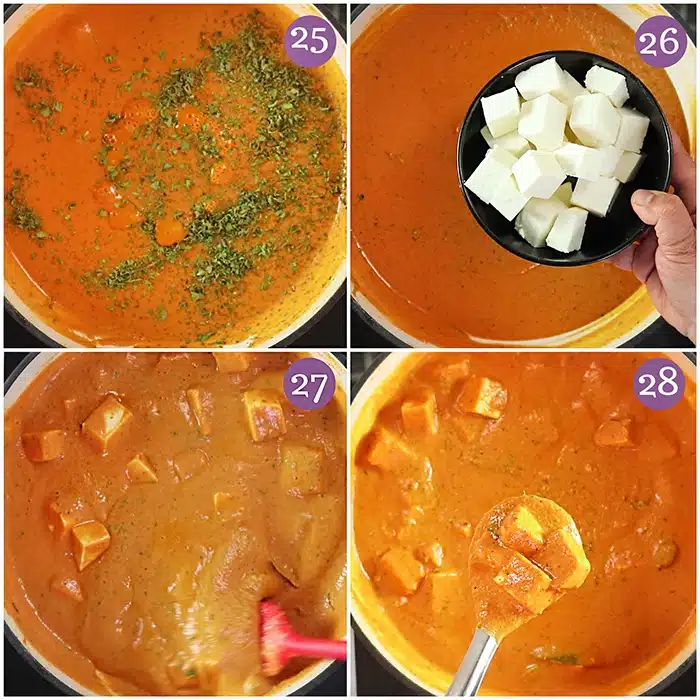 Finally add paneer to the gravy