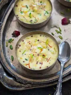 Makhane Ki Kheer served in a bowl with dry nuts